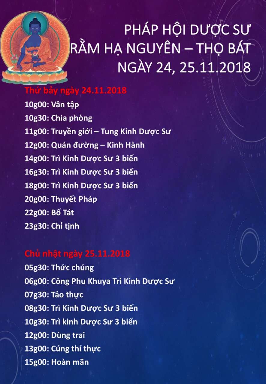 LHĐT – Pháp Hội Dược Sư – Rằm Hạ Nguyên – Thọ Bát 24.11.18