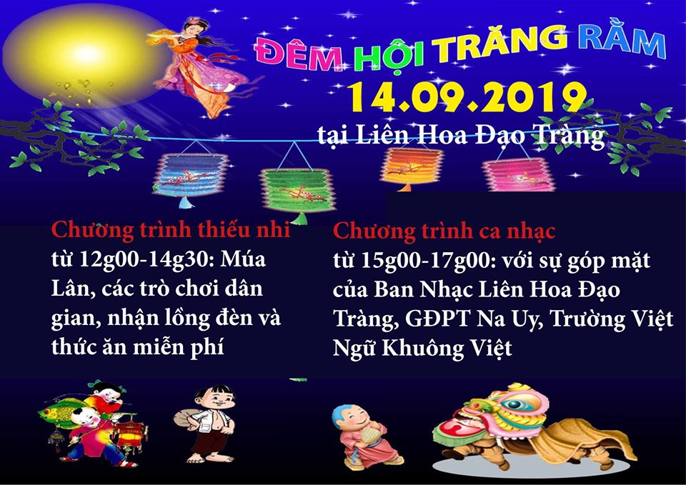 Thông Báo – Đêm Hội Trăng Rằm 14.09.2019