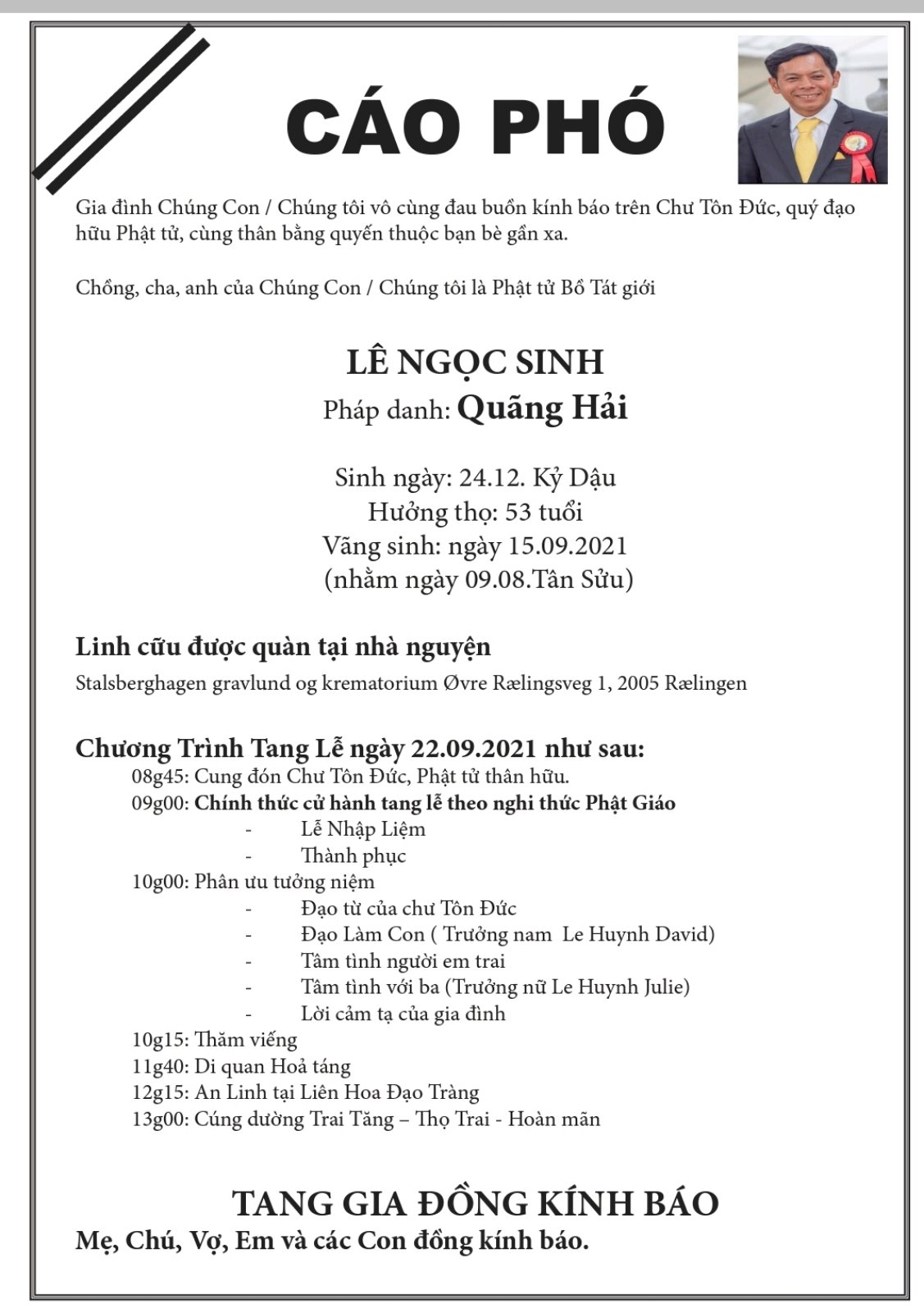 Cáo Phó – Lê Ngọc Sinh