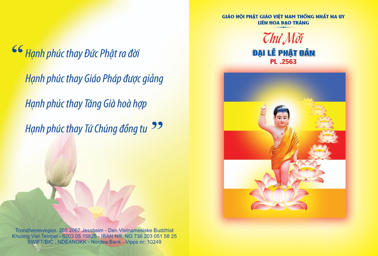 Thư Mời Đại Lễ Phật Đản PL 2563 – 2019