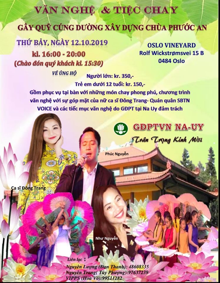 Thông Báo – Đêm Văn Nghệ và Tiệc Chay 12.10.2019